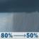 Saturday: Rain showers. Mostly cloudy, with a high near 69. Northeast wind around 10 mph. Chance of precipitation is 80%. New rainfall amounts between a half and three quarters of an inch possible. Saturday: Rain Showers