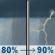Friday: Rain showers before 1pm, then showers and thunderstorms. Mostly cloudy, with a high near 69. East southeast wind 5 to 15 mph. Chance of precipitation is 90%. Friday: Rain Showers