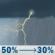 Friday: A chance of showers and thunderstorms before 10am, then a chance of showers and thunderstorms between 10am and 1pm, then a chance of showers and thunderstorms. Mostly cloudy, with a high near 83. South southwest wind 5 to 10 mph. Chance of precipitation is 50%. New rainfall amounts between a quarter and half of an inch possible. Friday: Chance Showers And Thunderstorms